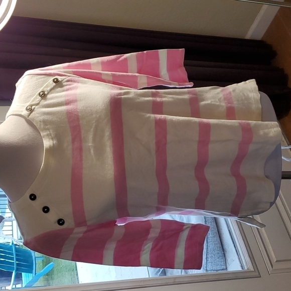 Talbots Stripe Top w/Button Detail SZ MD - Picture 1 of 6